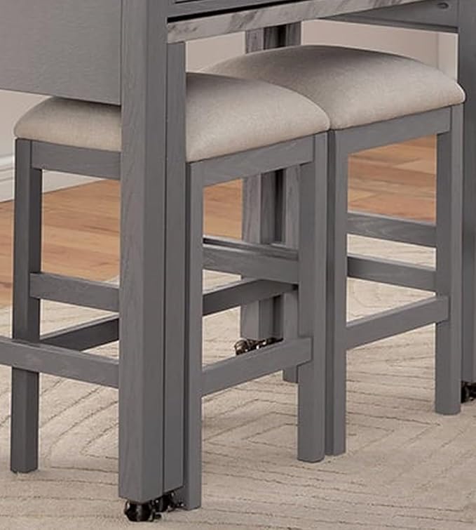espidoo Kitchen Island with Stools & Storage: Expandable Faux Marble Top on Casters - Farmhouse Style Dining Set for Small Spaces & Family Gatherings