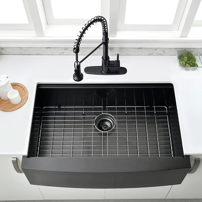 30 Inch Black Stainless Steel Farmhouse Sink Workstation-Bokaiya 30x20 Farmhouse Apron Front Kitchen Sink Black Stainless Steel 16 Guage Single Bowl Farmer Sinks with Cutting Board