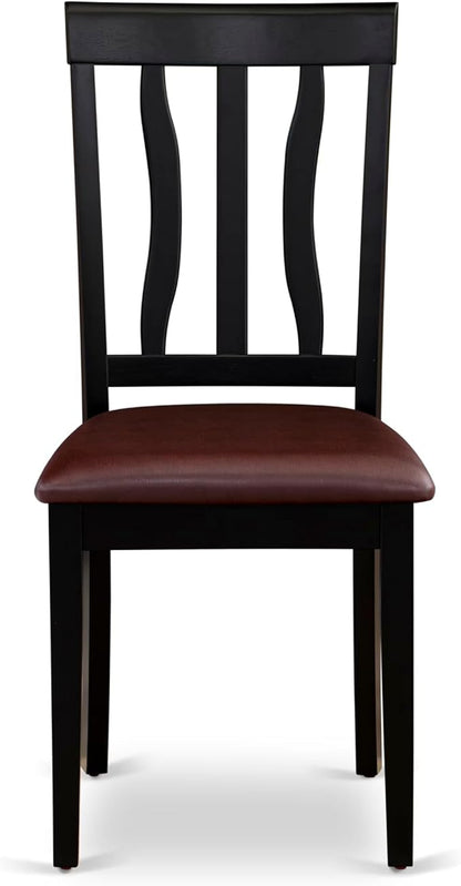 East West Furniture ANTI5-BLK-LC 5 Piece Dining Table Set for 4 Includes a Round Kitchen Table with Pedestal and 4 Faux Leather Upholstered Dinette Chairs, 36x36 Inch, Black & Cherry