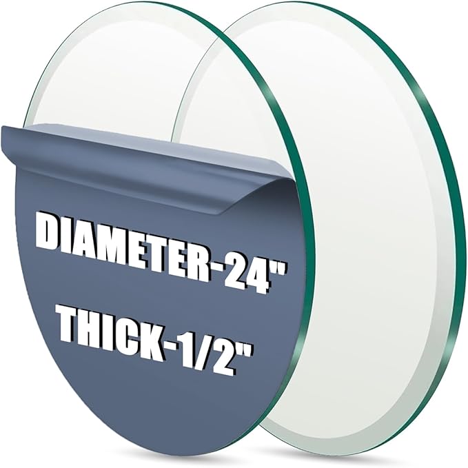 24" Round Tempered Glass Table Top - 1/2 "-Thick Beveled Edge