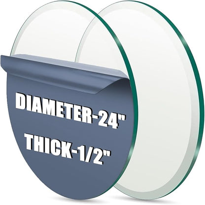 24" Round Tempered Glass Table Top - 1/2 "-Thick Beveled Edge