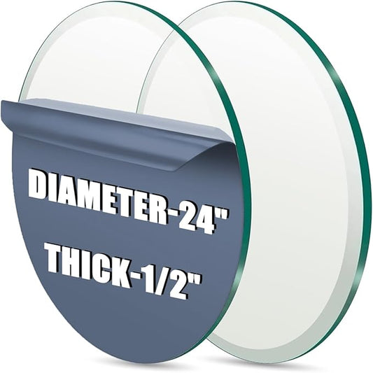 24" Round Tempered Glass Table Top - 1/2 "-Thick Beveled Edge