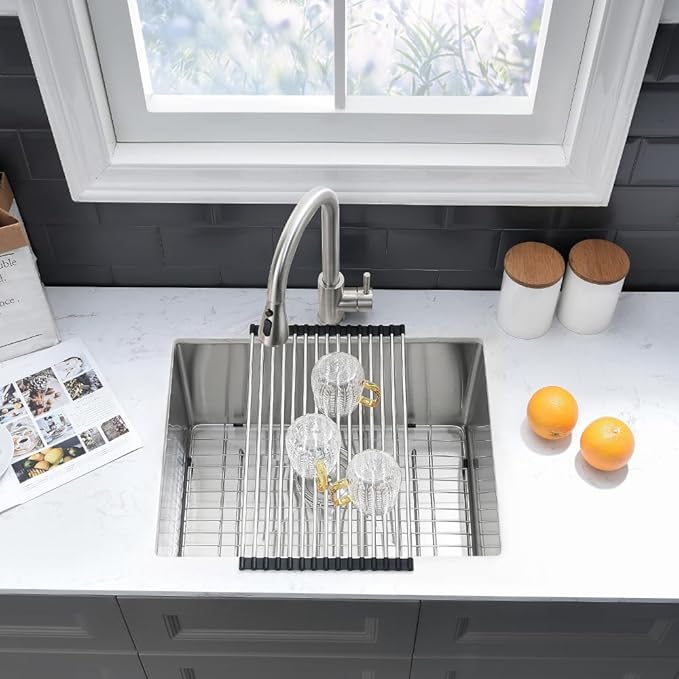Stainless Steel Undermount Laundry Room Sink-VASOYO 24x19x13 Undermount Laundry Sink Stainless Steel 16 Gauge Single Bowl Deep Under Mount Kitchen Utility Sinks Outdoor Basin
