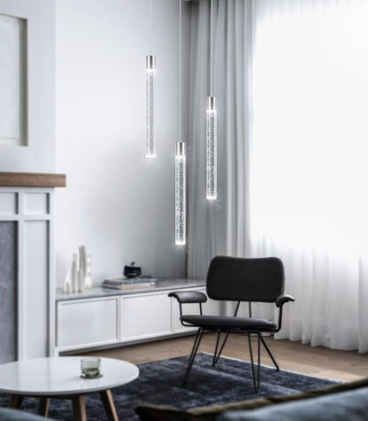 3-Lights Modern Crystal Chandelier Pendant Lights for Kitchen Island LED Dimmable Light fixtures Adjustable Hanging Ceiling for Dining Room Hallway 3000K 6000K