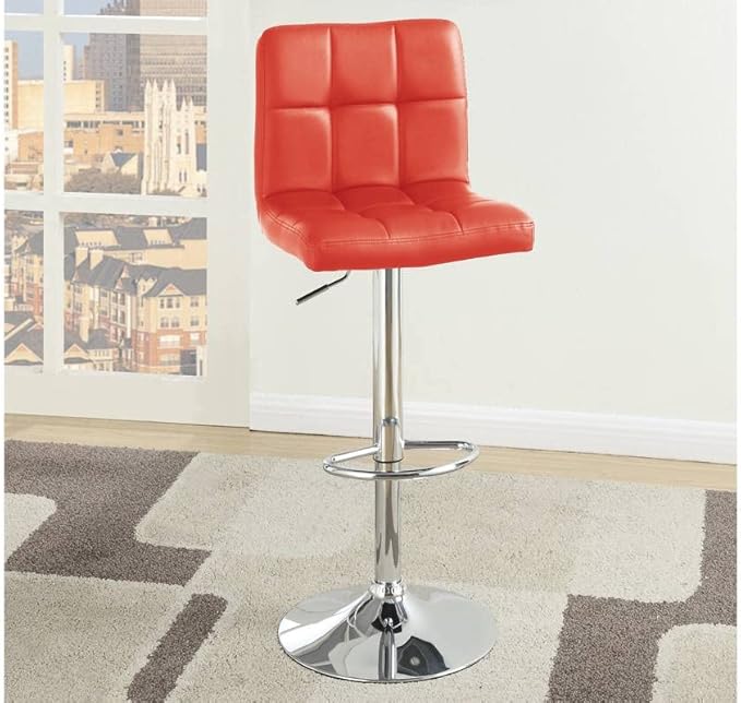 Modern Dining Chairs Set of 2 Adjustable Height Kitchen Island Stools with Sturdy Construction, Natural Style, Versatile Use, Simple Design and Comfortable Seat,Red