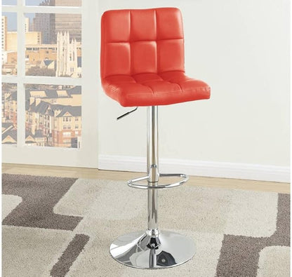Dining Chairs Set of 2, 2 Adjustable Height Bar Stools, Farmhouse Counter Upholstered Height Chair with Gas Lift for Kitchen Island, Modern Faux Leather Seating, Living Room Furniture,Red