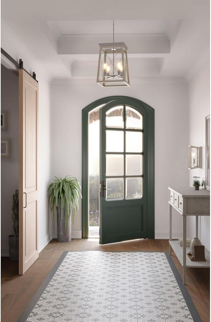 Progress Lighting Briarwood Collection 21 in. 4-Light Galvanized Farmhouse Foyer Chandelier with Painted Bleached Oak