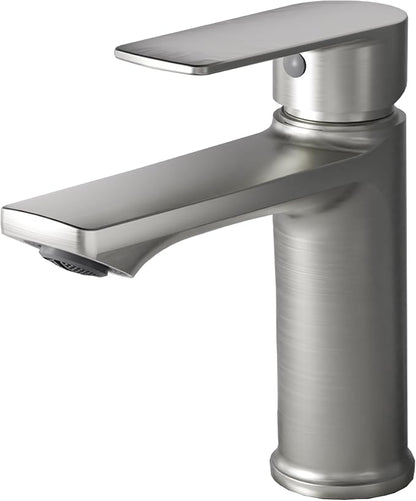 BELZ Bathroom Faucet Brushed Nickel, Tool-Free Modern Single Handle Sink Faucet, Spot-Resistant Single Hole Vanity Faucet, Pre-Installed 24" Lines, Faucet Only