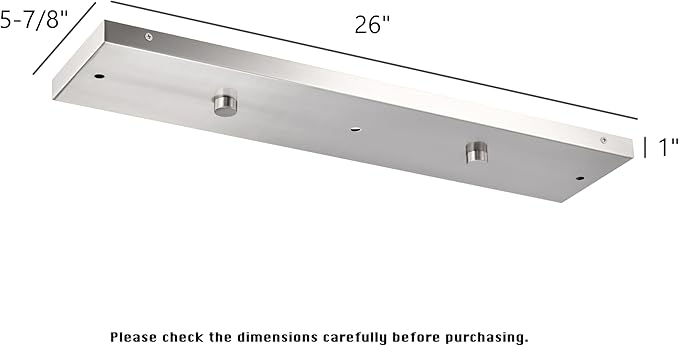 Three Pendant Light Linear Canopy Accessory Light Kit, 26 inch Flush Mount Cluster Canopy, Hanging 3 Lights with One Outlet Box for Kitchen Island, Mounting Hardware Included, Brushed Nickel