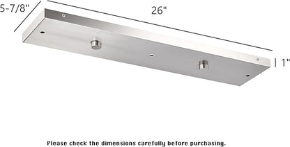 Three Pendant Light Linear Canopy Accessory Light Kit, 26 inch Flush Mount Cluster Canopy, Hanging 3 Lights with One Outlet Box for Kitchen Island, Mounting Hardware Included, Brushed Nickel