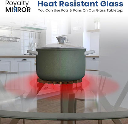 Royalty 54" Inch Round Tempered Glass Table Top – Clear Table Top Glass – Useful for Replacement, Tabletop Protector, Patio, Dining, Coffee, Desks - 1/4" Thick Flat Polished Edge