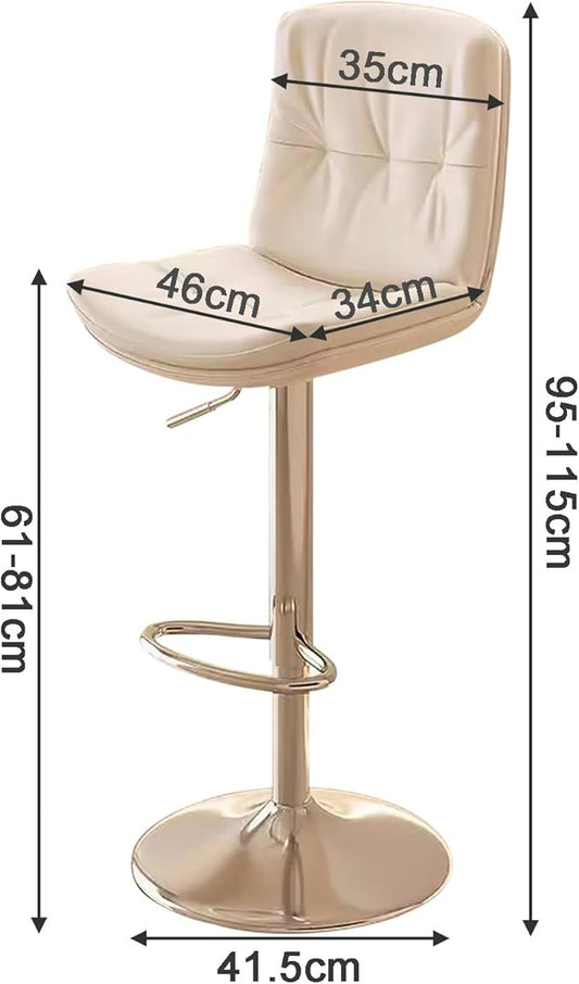 Set of 2 PU Leather Counter Height Adjustable s with Back and Sliver Legs, Kitchen Island Stools for, Dining Room,Beige-Sitting Height 6181cm