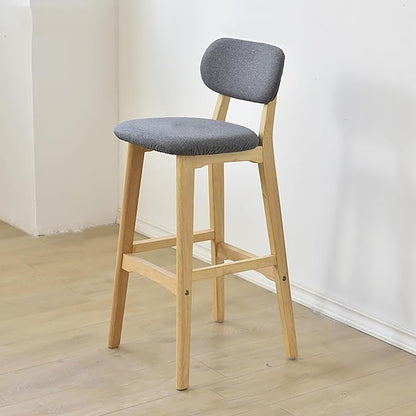 28" Counter Height Stools Set of 2, Farmhouse with Curved Back Solid Wood Legs, Linen Kitchen Island Dining Chairs,Natural B-Set of 2