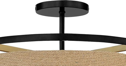 Minka Lavery 3869-726 Windward Passage Semi-Flush, 4-Light, 240 Total Watts, 20.5-in H x 14.13-in W, Coal Black and Soft Brass