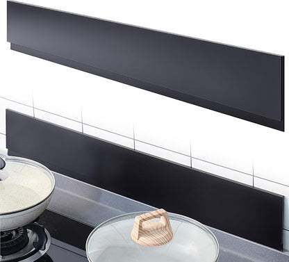 Moxweyeni Front Control Freestanding Range Universal Backguard 29.72" L x 4.72" W Stainless Steel Backsplash for Stove, Easy Installation Hood Backsplash for Most Kitchen Brands Stove(Black)