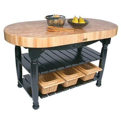 John Boos American Heritage Harvest Kitchen Island with Butcher Block Top Base Finish: Caviar Black