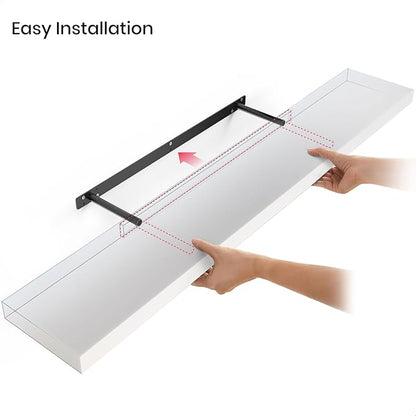 Ballucci Floating Shelves for Wall, 48" Wood Wall Shelf Set of 2, with Invisible Brackets for Bathroom, Living Room, Bedroom, Kitchen, Nursery, 8" Deep, White