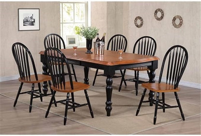 Pemberly Row Traditional Solid Wood Dining Side Chairs, Set of 2, 18" Seat Height, Black and Cherry Finish, Windsor Style, Ergonomic Design, Durable Construction, Ideal for Kitchen or Dining Room Use