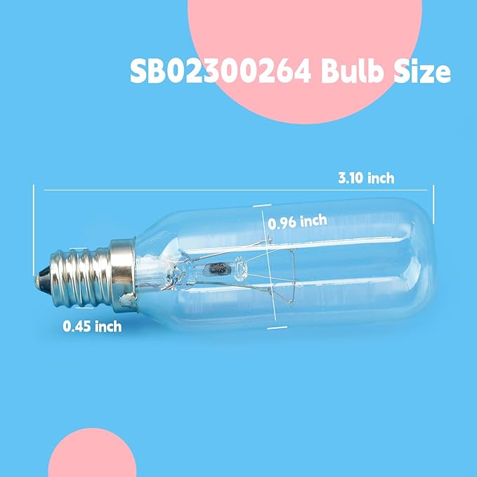 SB02300264 40W Light Bulb Replacement for Broan for Whirlp Range Hood PM250-A PM250-B PM390 PM390-HS PM390S PM390WW RM50000 RM503001 RM503004, Replace B02300264 WP8190806, E12 Base 2 PCS