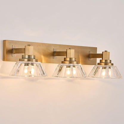 Vintage Bathroom Light Fixtures 3 Lights Vanity Light Matte Antique Brass Finish Vanity Light for Bathroom(13.2 pounds)