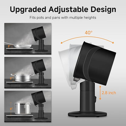 Portable Range Hood - 4-Speed Adjustable Exhaust Fan with Telescoping Height & 40° Tilt Low Noise 52dB, Large-Caliber Aluminum Filter + Oil Cup & 10 Carbon Cotton Filters for Indoor BBQ/Hot Pot/RV