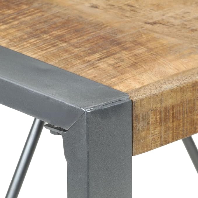 Industrial Style Dining Table 31.5"x31.5"x29.5" Rough Mango Wood with Steel Legs Small Kitchen Table for Dining Room Modern Furniture