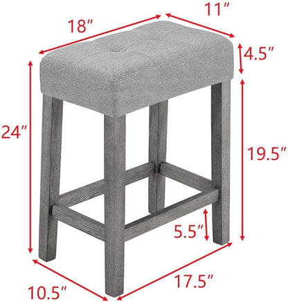 4 Piece Dining Table Set with 3 Stools, Small Kitchen Table Set Kitchen Island Table with Power Outlet, Space Saving Bar Industrial Bar Table and Chairs Set,for Living Dining Game Room,Gray