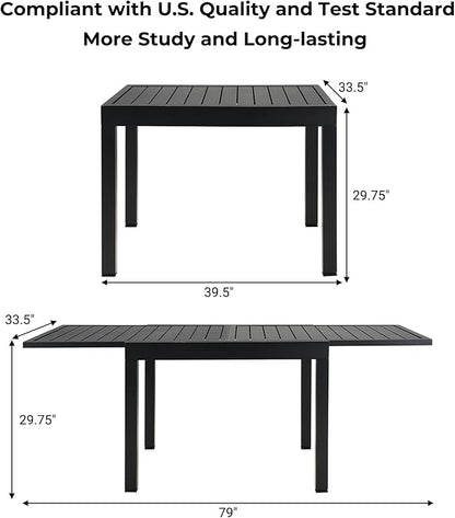 Grand patio 5-Piece Outdoor Dining Set for 4 with 1 Rectangle Expandable Table for 4-6 Person, Metal Woven Wicker Swivel Patio Chairs with Thickened Cushions for Yard, Poolside (Natural)