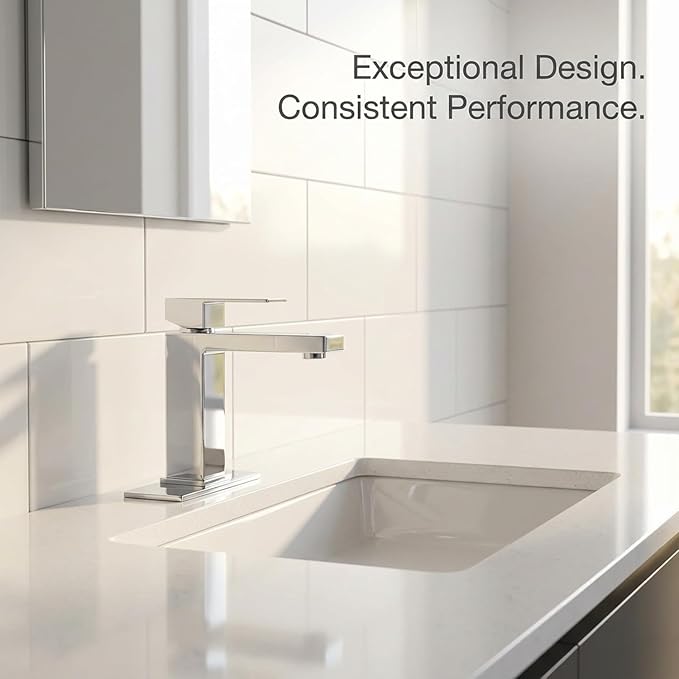 AVSIILE Chrome Bathroom Faucet, Single Hole Vanity Bath Faucet, Single Handle Modern Stainless Steel Bathroom Faucets for Sink 1 Hole with Pop Up Drain Stopper & Water Supply Hoses