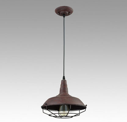 DAYCENT Barn Style Pendant Light Farmhouse Caged Pendant Lighting Industrial Metal Wire Hanging Pendant Light Barn Pendant Light Fixtures for Kitchen Island Hallway Foyer, Rust Finish