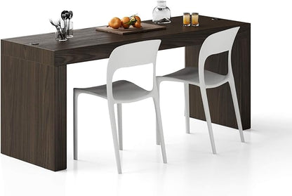 Mobili Fiver, Evolution Dining Table with Two Legs and Wirelss Charger 70.9 x 23.6 in, Dark Walnut, Made in Italy