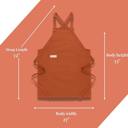 100% Cotton Kitchen Apron with 2 Pockets – Adjustable Chef Apron for Cooking Baking BBQ – Unisex Apron
