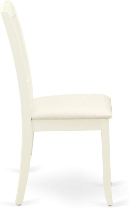 East West Furniture DAC-LWH-C Danbury Dining Room Chairs - Linen Fabric Upholstered Wooden Chairs, Set of 2, Linen White