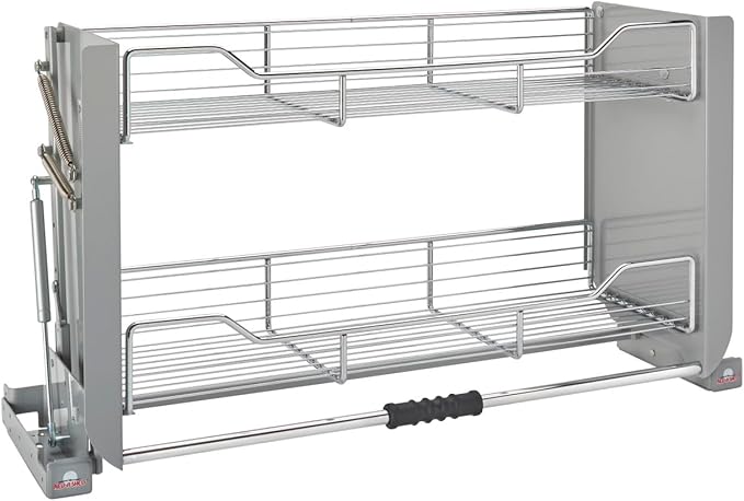 Rev-A-Shelf 36" Pull-Down Heavy-Duty Shelf Organizer for Tall Kitchen/Bathroom Cabinets, Dual Tier Wall Mounted Pantry Storage, Chrome, 5PD-36CRN