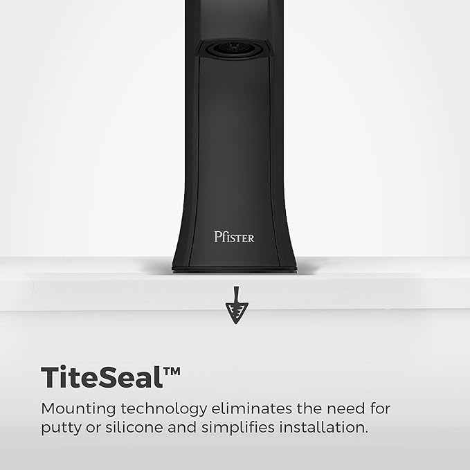 Pfister Vaneri Single Handle Bathroom Sink Faucet 1-Hole Matte Black Finish NSF Certified WaterSense with Push & Seal Drain TiteSeal Mounting Technology LF042VRIBB