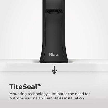 Pfister Vaneri Single Handle Bathroom Sink Faucet 1-Hole Matte Black Finish NSF Certified WaterSense with Push & Seal Drain TiteSeal Mounting Technology LF042VRIBB