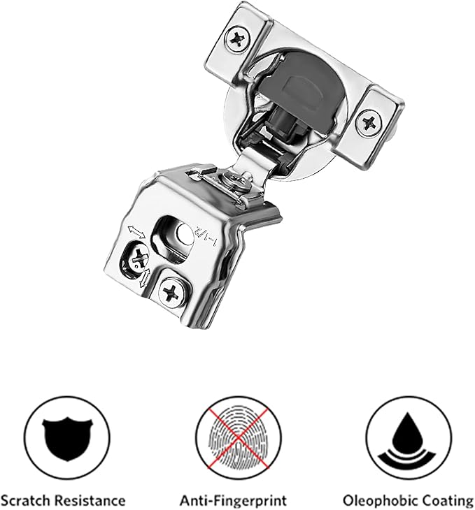 Ravinte 10 Pack 5 Pair 1-1/2 inch Overlay Soft Close Hidden Door Hinge for Kitchen Cabinet Stainless Steel Adjustable Satin Nickel Hardware