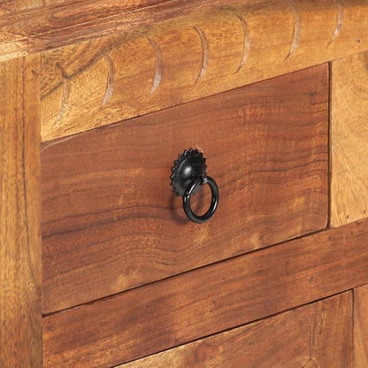 Solid Acacia Wood Sideboard Buffet Cabinet 29.5" H, 2 Door 2 Drawer Natural Brown Pantry Storage for Dining Room Living Room Kitchen
