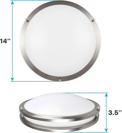 LUXRITE 14 Inch LED Flush Mount Ceiling Light, CCT Color Temperature Selectable 2700K | 3000K | 3500K | 4000K | 5000K, Dimmable Ceiling Light Fixture, 18W, 1440 Lumens, Energy Star, ETL Listed