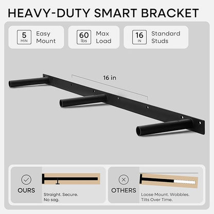 Homeforia Walnut 42 inch Floating Shelves, High End Solid Real Wood 42inch Floating Shelf for Wall, Large Dark Brown 42 inches Long Floating Shelves, Heavy Duty Bracket, 42 X 6.5 X 1.75 inch, Set of 3