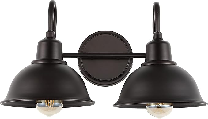 JONATHAN Y 18" Oil Rubbed Bronze Farmhouse Industrial 1-Light LED Vanity Wall Sconce for Bathroom Mirror Kitchen, Metal Shade, Dimmable Vintage Lighting, LED Bulb Included (JYL7482B)