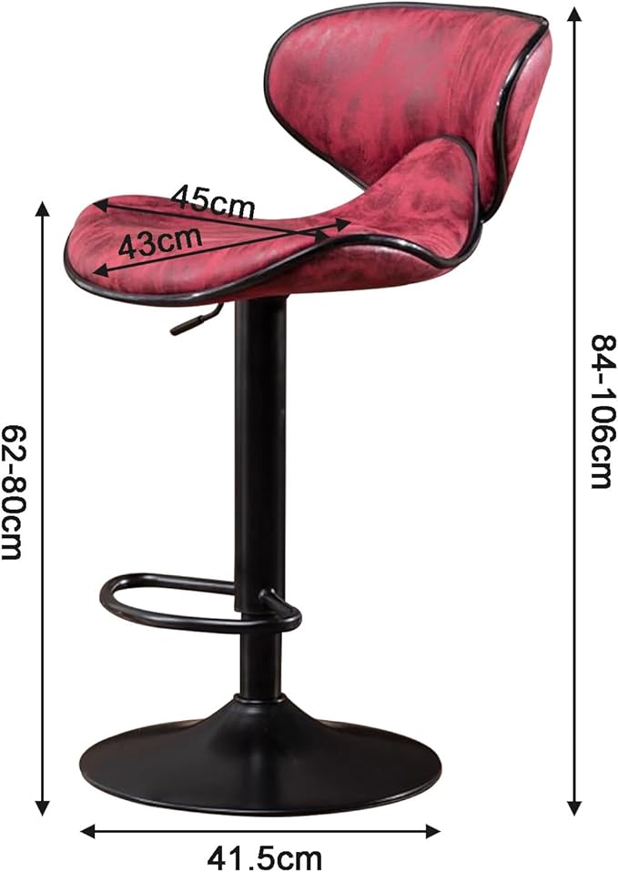 Counter Height Stools Faux Leather, Adjustable Swivel Kitchen Island Chair with Backs, Retro Chairs for Coffee Home Dinning,Red-Sitting Height 6280cm