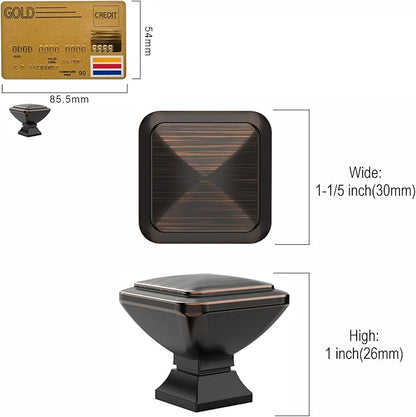 Amerdeco 10 Pack Oil Rubbed Bronze Square Kitchen Cabinet Knobs Cabinet Hardware Single Hole Cabinet Pulls Gold Drawer Knobs and Pulls for Bathroom Cabinets ZH0019