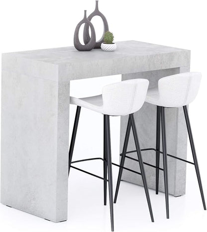 Mobili Fiver Evolution Tall Kitchen Bar Table Made in Italy | Space Saving, Counter Height Table for 4 | Modern Breakfast Bar Counter Top w/Cable Holder | Concrete Grey Effect | 47,2 in x 23,6" in