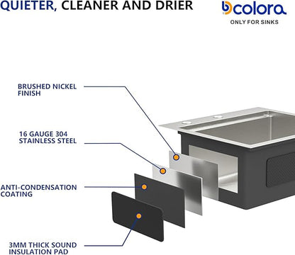 Dcolora Drop In Kitchen Sink 20x18x9 Inches, Workstation with Accessories,Brushed 304 Stainless Steel, Heavy Duty 16 Gauce, Medium Single Bowl Perfect for Small Kitchen #DC-TW258002