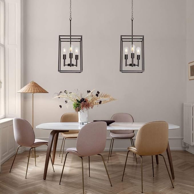 VINLUZ 3 Light Farmhouse Chandelier Black Fixture