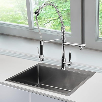 25-Inch Drop-In Kitchen Sink - TSIBOMU 25x22 Inch Kitchen Sinks Topmount Single Bowl Single Hole 8.5 inch Deep Bowl 18 Gauge Stainless Steel Black