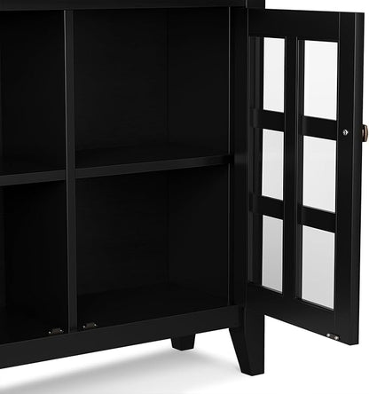 SIMPLIHOME Acadian Storage Cabinet - 36 inch Wide Solid Wood Entryway Storage Cabinet in Black, Transitional Cabinet for Hallway or Living Room with 2 Drawers and Adjustable Shelves