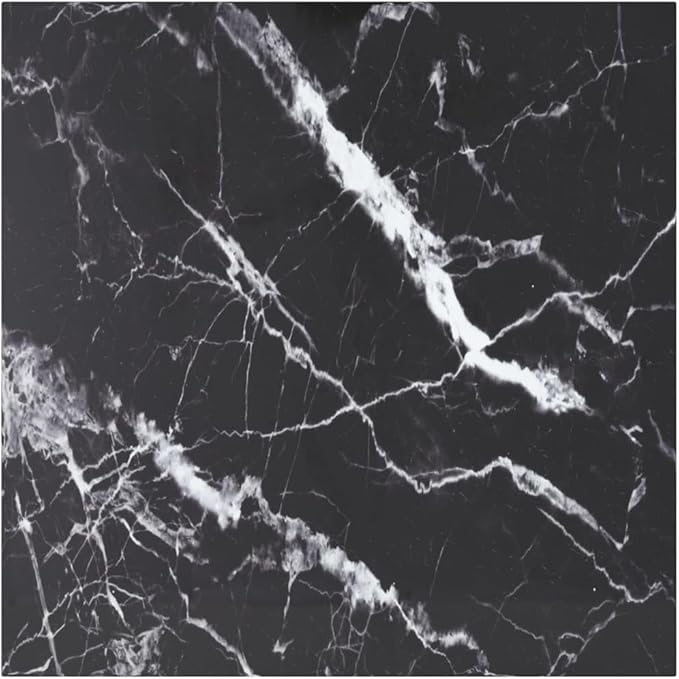 27.6x27.6in Square Tempered Glass Table Top Black White Marble Design 0.2in Thick Easy Clean Modern Tabletop for Dining Room Living Room Small Space