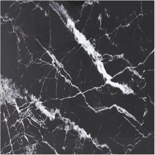 27.6x27.6in Square Tempered Glass Table Top Black White Marble Design 0.2in Thick Easy Clean Modern Tabletop for Dining Room Living Room Small Space